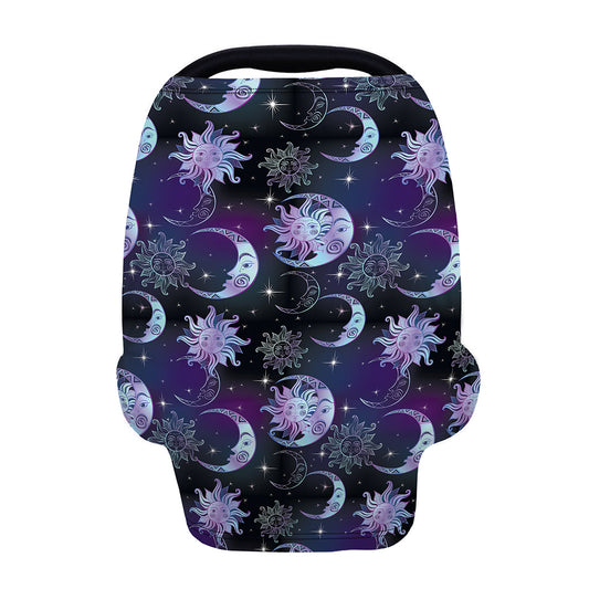 Galaxy Celestial Sun And Moon Print Baby Seat Cover