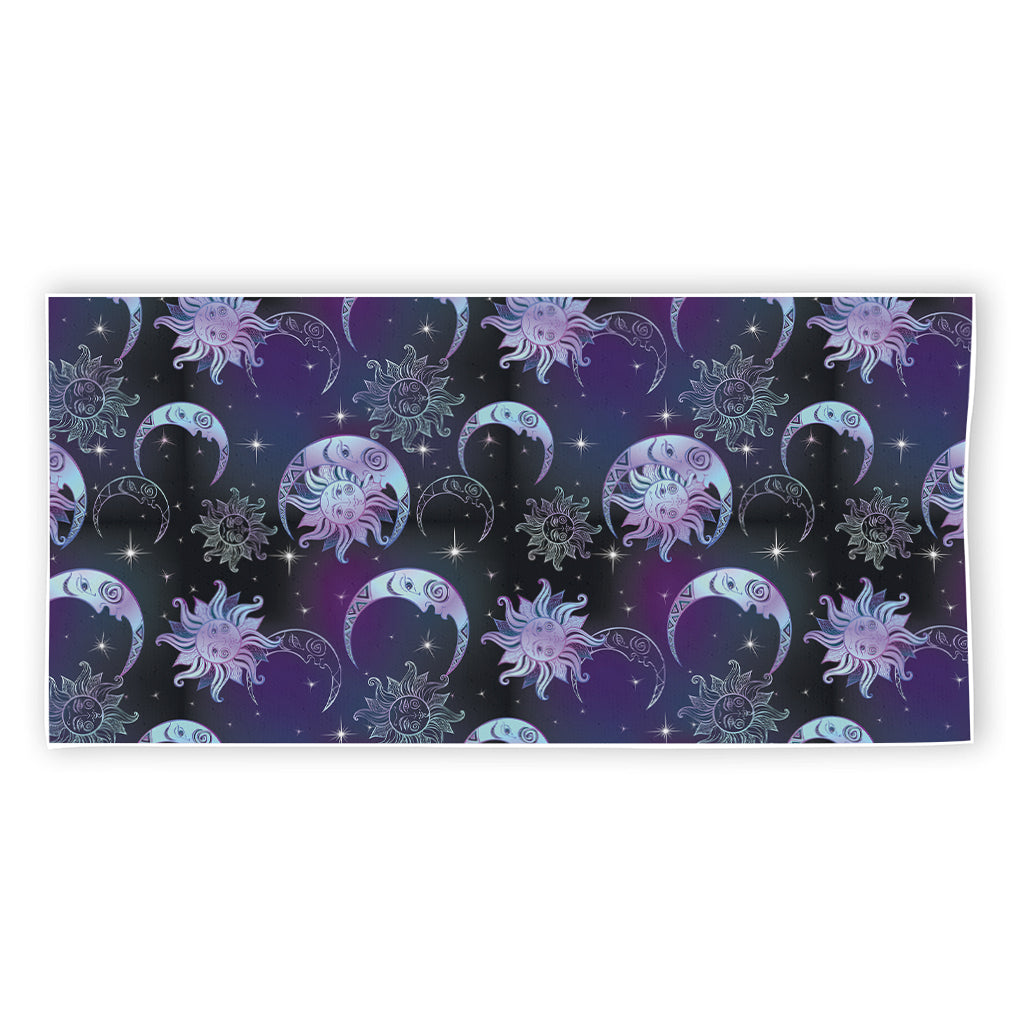 Galaxy Celestial Sun And Moon Print Beach Towel