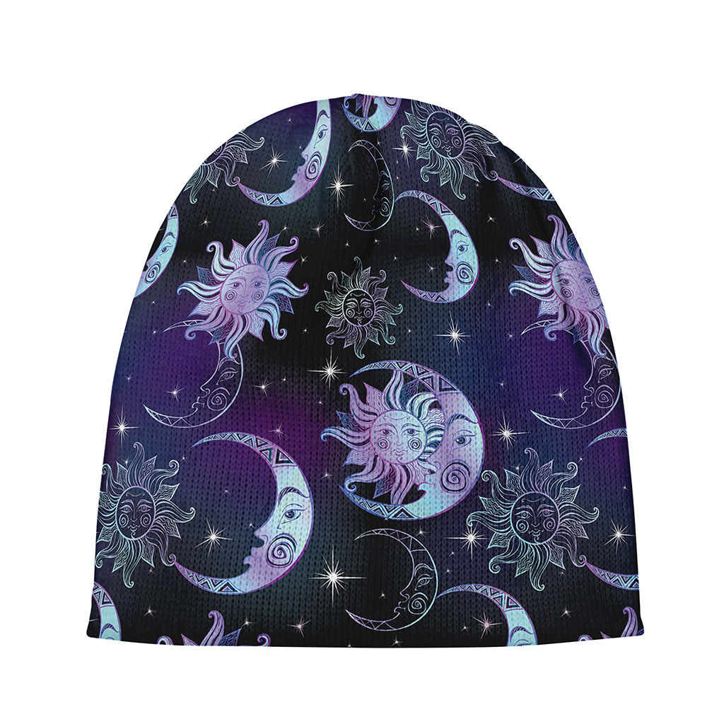 Galaxy Celestial Sun And Moon Print Beanie