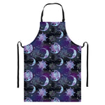 Galaxy Celestial Sun And Moon Print Bib Apron With Pocket
