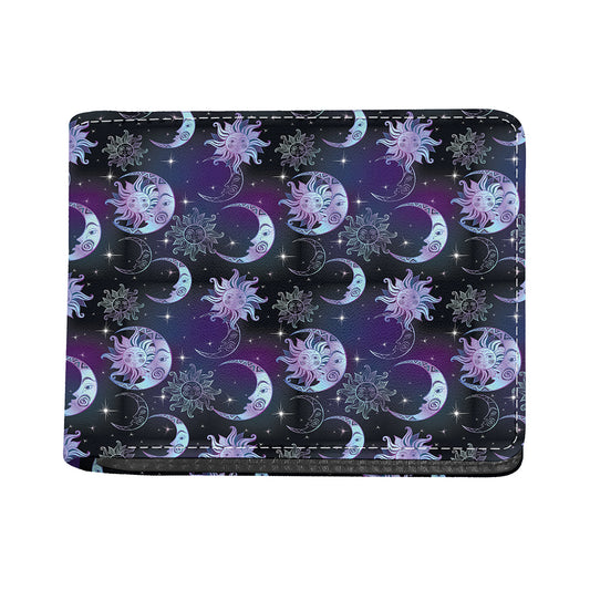 Galaxy Celestial Sun And Moon Print Bifold Wallet