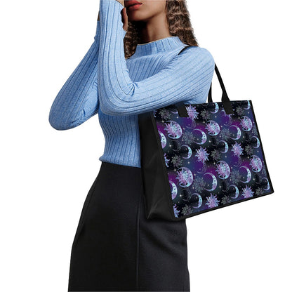 Galaxy Celestial Sun And Moon Print Canvas Tote Bag