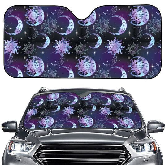 Galaxy Celestial Sun And Moon Print Car Windshield Sun Shade