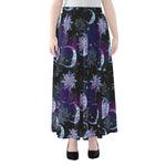 Galaxy Celestial Sun And Moon Print Chiffon Maxi Skirt