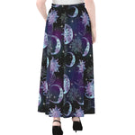 Galaxy Celestial Sun And Moon Print Chiffon Maxi Skirt