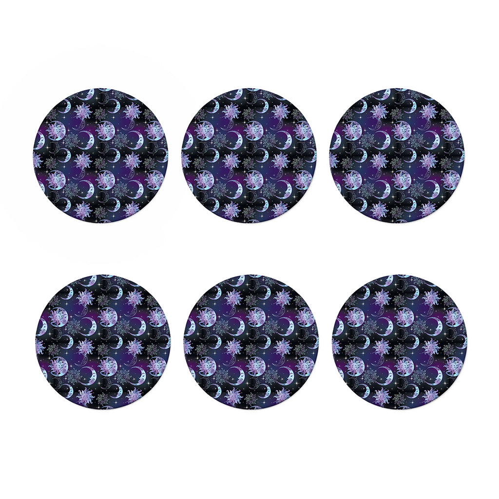 Galaxy Celestial Sun And Moon Print Coaster Set
