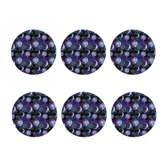 Galaxy Celestial Sun And Moon Print Coaster Set