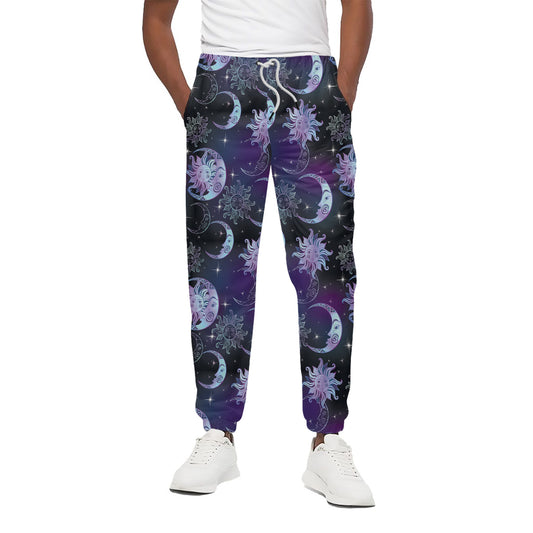 Galaxy Celestial Sun And Moon Print Cotton Pants
