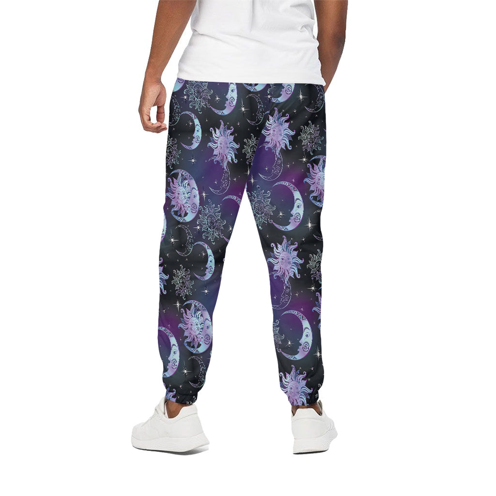 Galaxy Celestial Sun And Moon Print Cotton Pants