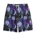 Galaxy Celestial Sun And Moon Print Cotton Shorts