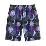 Galaxy Celestial Sun And Moon Print Cotton Shorts