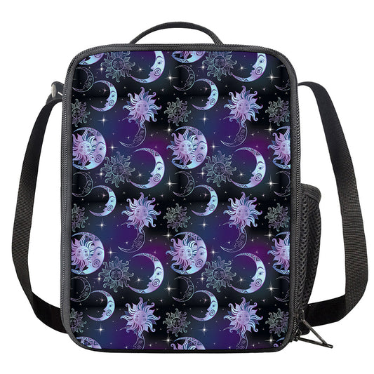 Galaxy Celestial Sun And Moon Print Crossbody Lunch Bag