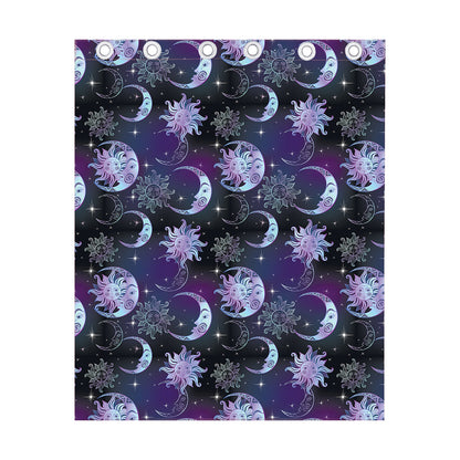 Galaxy Celestial Sun And Moon Print Curtain