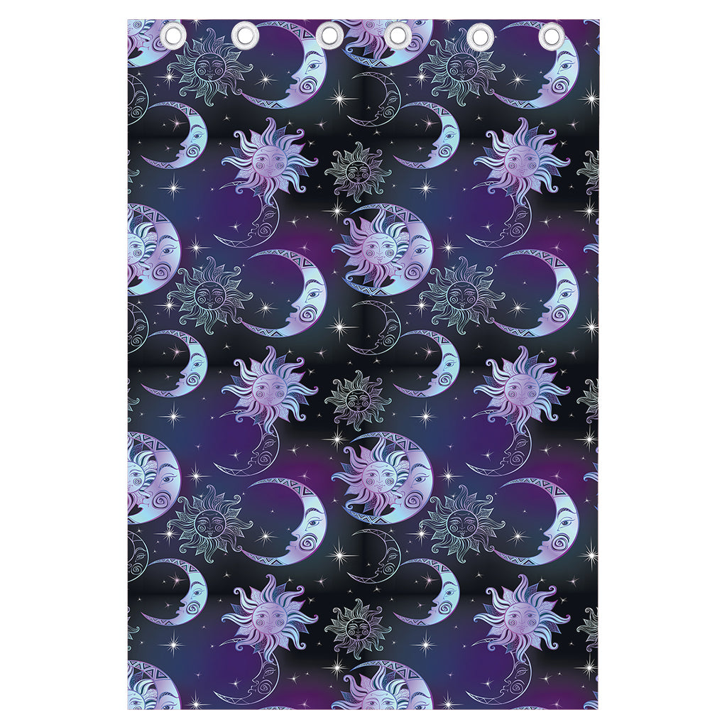 Galaxy Celestial Sun And Moon Print Curtain