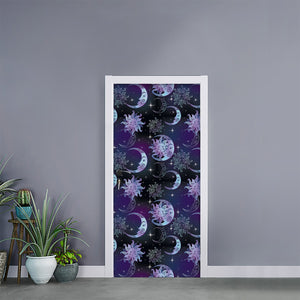 Galaxy Celestial Sun And Moon Print Door Sticker