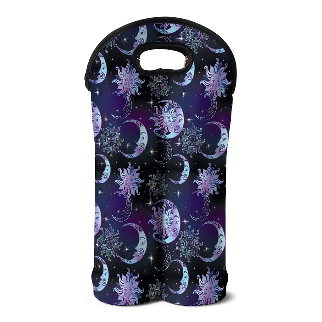 Galaxy Celestial Sun And Moon Print Double Neoprene Wine Tote