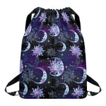 Galaxy Celestial Sun And Moon Print Drawstring Backpack