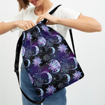 Galaxy Celestial Sun And Moon Print Drawstring Backpack
