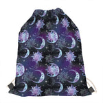 Galaxy Celestial Sun And Moon Print Drawstring Bag