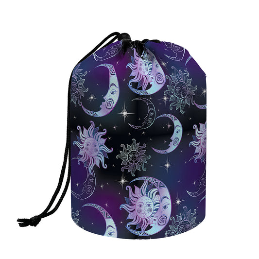 Galaxy Celestial Sun And Moon Print Drawstring Makeup Bag