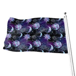 Galaxy Celestial Sun And Moon Print Flag