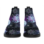 Galaxy Celestial Sun And Moon Print Flat Ankle Boots