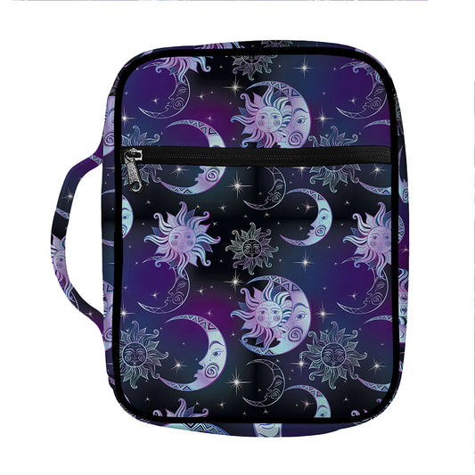 Galaxy Celestial Sun And Moon Print Front Pocket Bible Bag