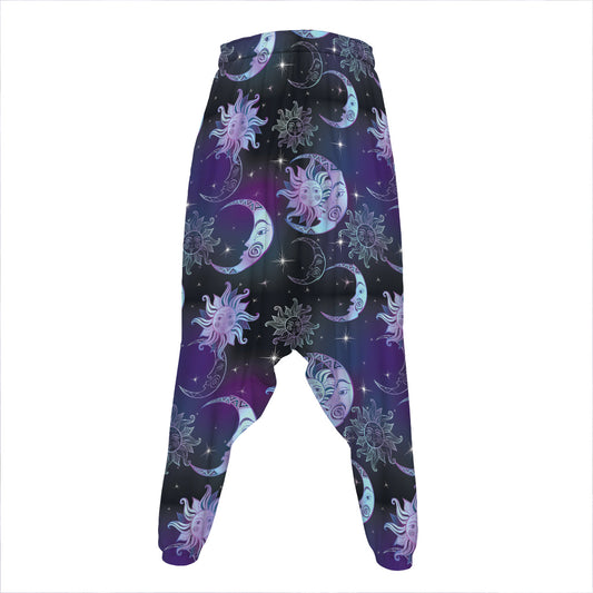 Galaxy Celestial Sun And Moon Print Hammer Pants