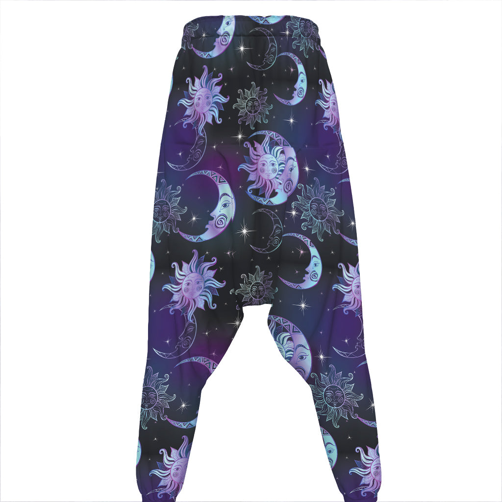 Galaxy Celestial Sun And Moon Print Hammer Pants