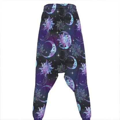 Galaxy Celestial Sun And Moon Print Hammer Pants