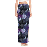 Galaxy Celestial Sun And Moon Print High Slit Maxi Skirt