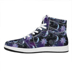 Galaxy Celestial Sun And Moon Print High Top Leather Sneakers