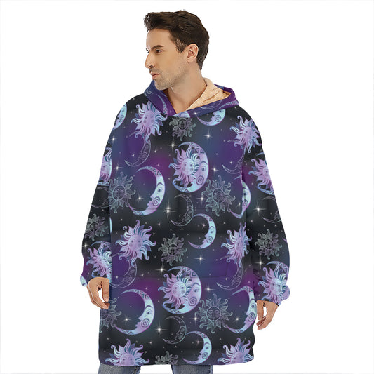 Galaxy Celestial Sun And Moon Print Hoodie Blanket