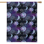 Galaxy Celestial Sun And Moon Print House Flag