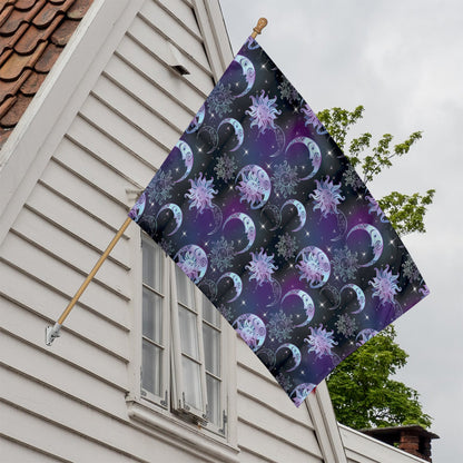 Galaxy Celestial Sun And Moon Print House Flag