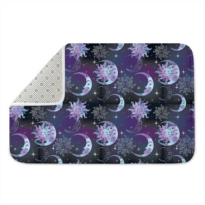 Galaxy Celestial Sun And Moon Print Indoor Door Mat