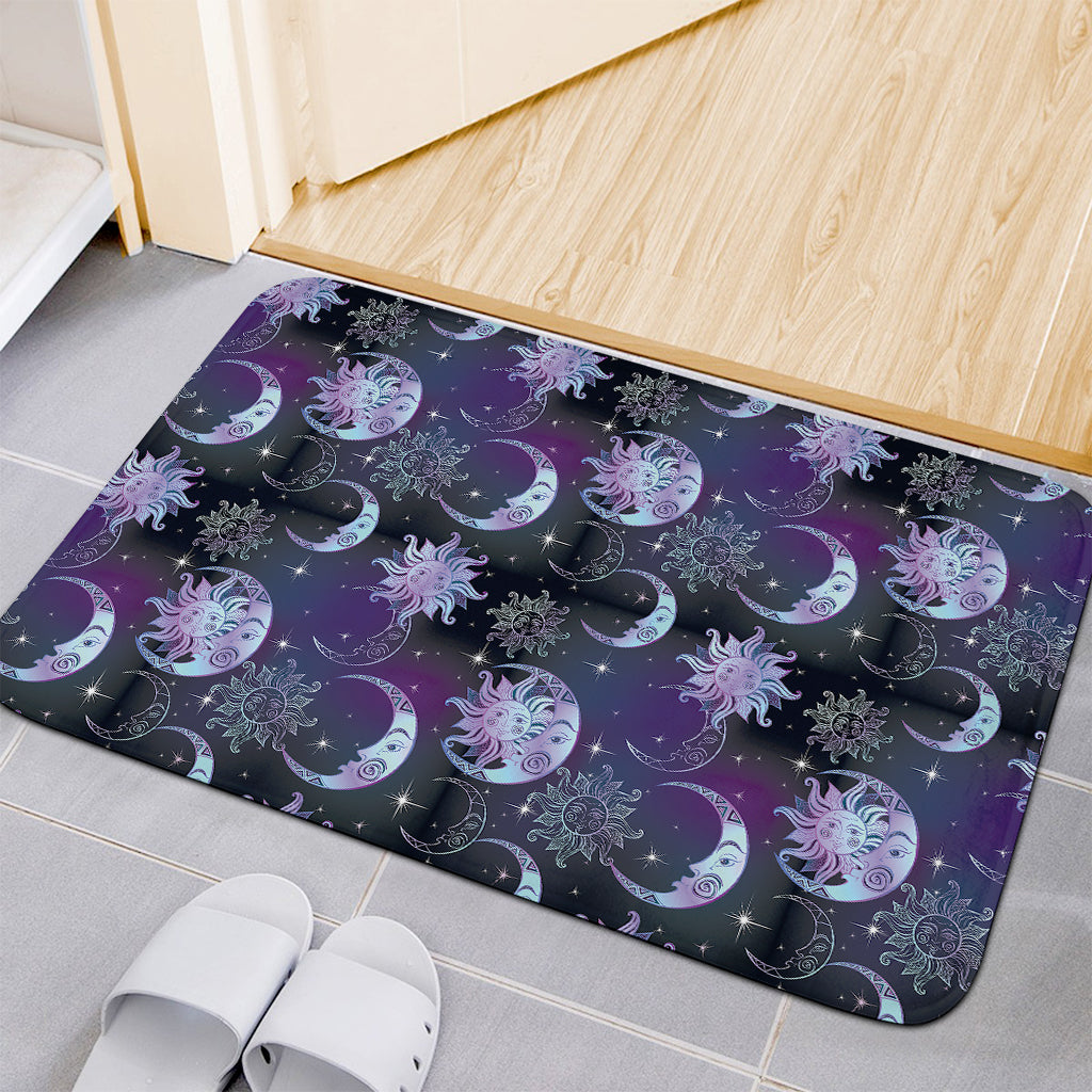 Galaxy Celestial Sun And Moon Print Indoor Door Mat