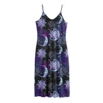 Galaxy Celestial Sun And Moon Print Jersey Midi Cami Dress
