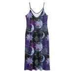 Galaxy Celestial Sun And Moon Print Jersey Midi Cami Dress
