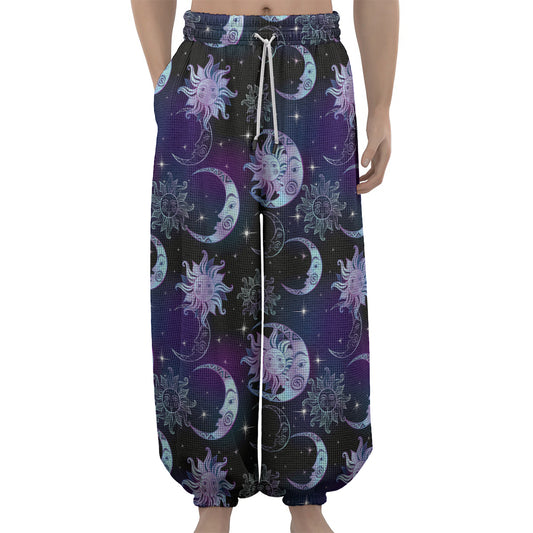 Galaxy Celestial Sun And Moon Print Lantern Pants