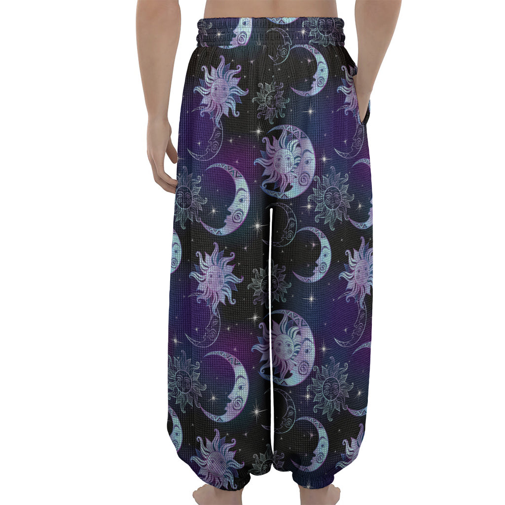 Galaxy Celestial Sun And Moon Print Lantern Pants