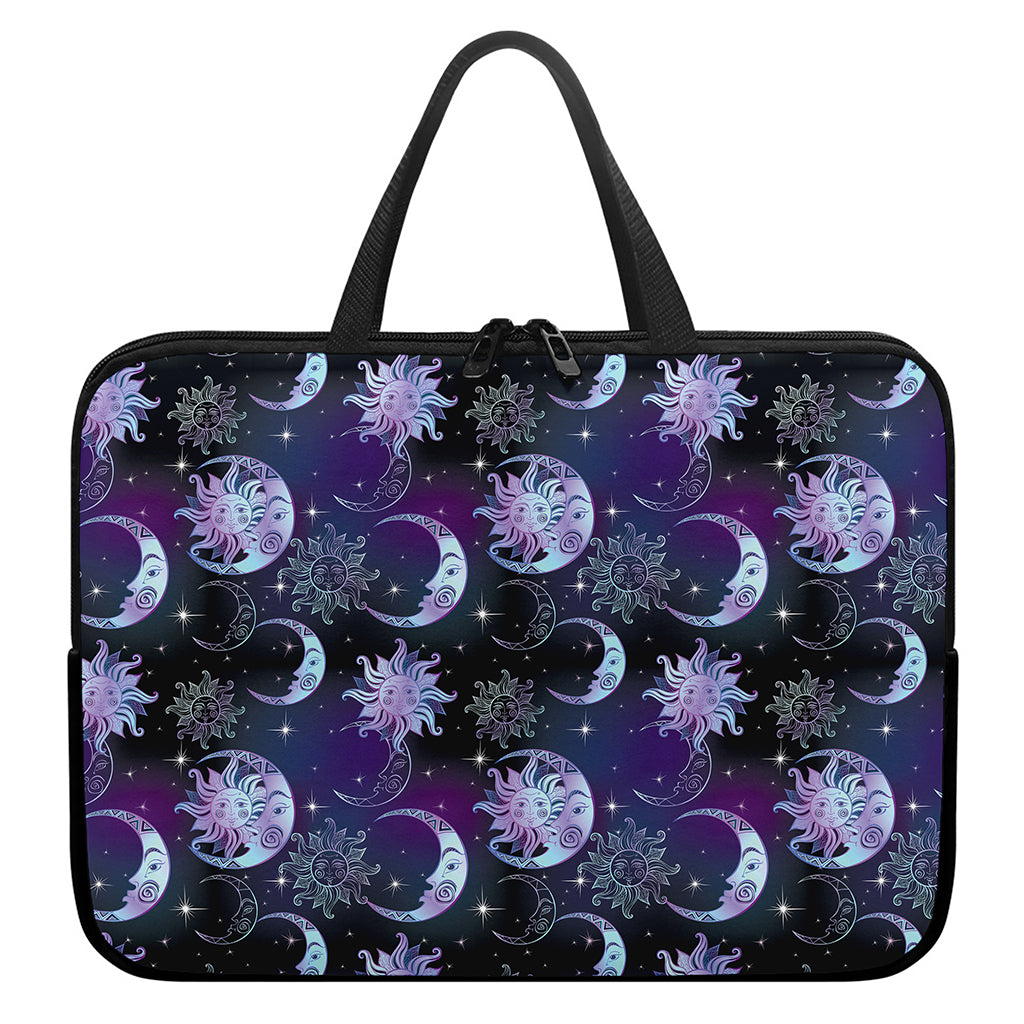 Galaxy Celestial Sun And Moon Print Laptop Sleeve With Handle