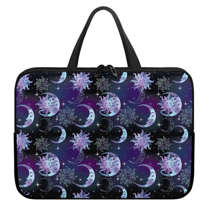 Galaxy Celestial Sun And Moon Print Laptop Sleeve With Handle