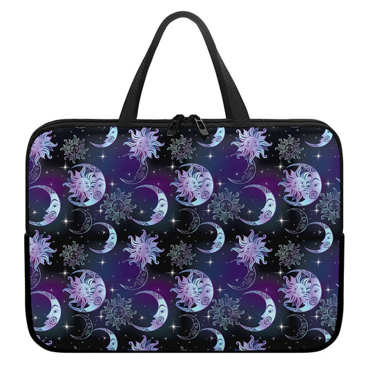 Galaxy Celestial Sun And Moon Print Laptop Sleeve With Handle