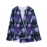 Galaxy Celestial Sun And Moon Print Long Sleeve Short Coat