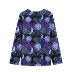 Galaxy Celestial Sun And Moon Print Long Sleeve Short Coat