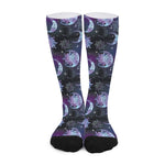 Galaxy Celestial Sun And Moon Print Long Socks