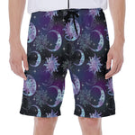 Galaxy Celestial Sun And Moon Print Men's Beach Shorts