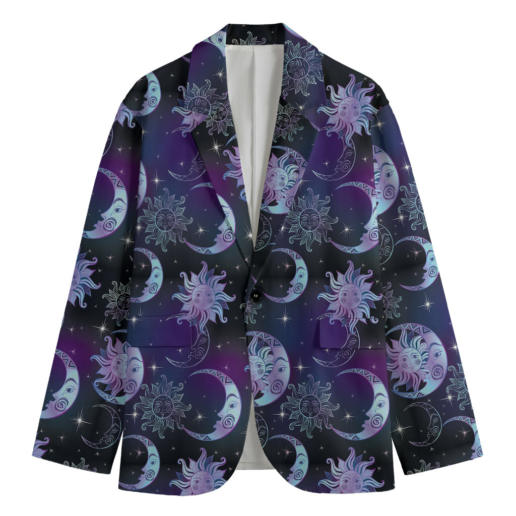 Galaxy Celestial Sun And Moon Print Men's Blazer