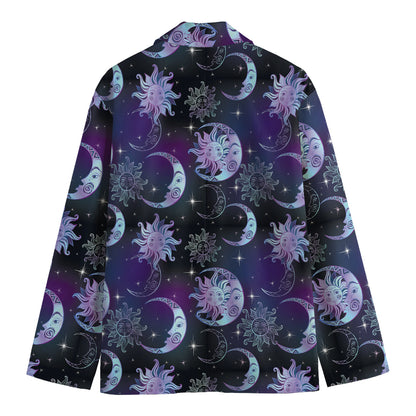 Galaxy Celestial Sun And Moon Print Men's Blazer